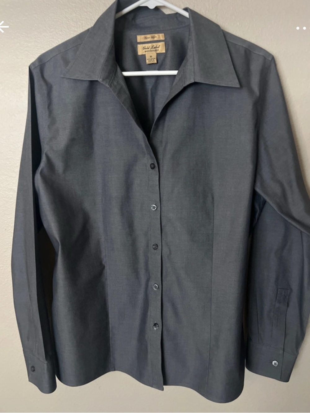 Westbound women’s gold label luxury Dark Gray Button-Up Dress Shirt